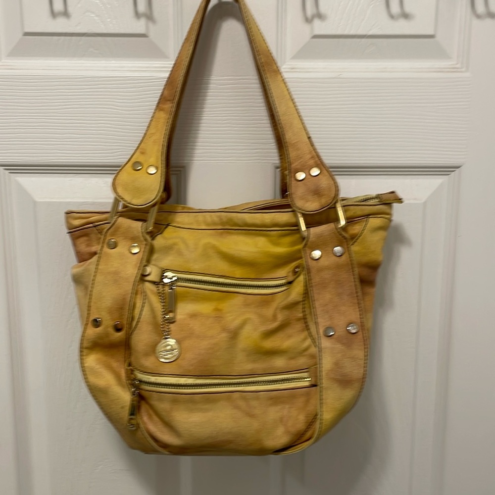 BIG BUDDHA ~ Santa Barbara ~ yellow- golden - handbag. EUC~ hippie~boho
